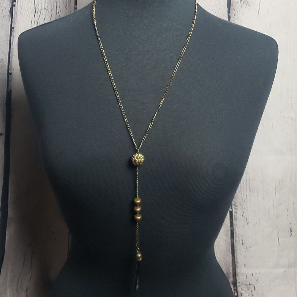 Long Faux Marble Necklace